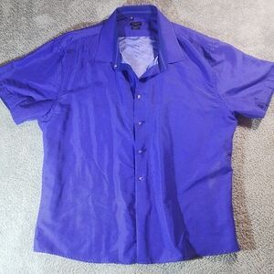 Rosso Milano Modern Fit Button-Up Shirt Men’s 3XL Blue Micro Dot Short Sleeve